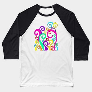 Pretty Colorful Funky Swirling Rainbow Spirals Pattern, made by EndlessEmporium Baseball T-Shirt